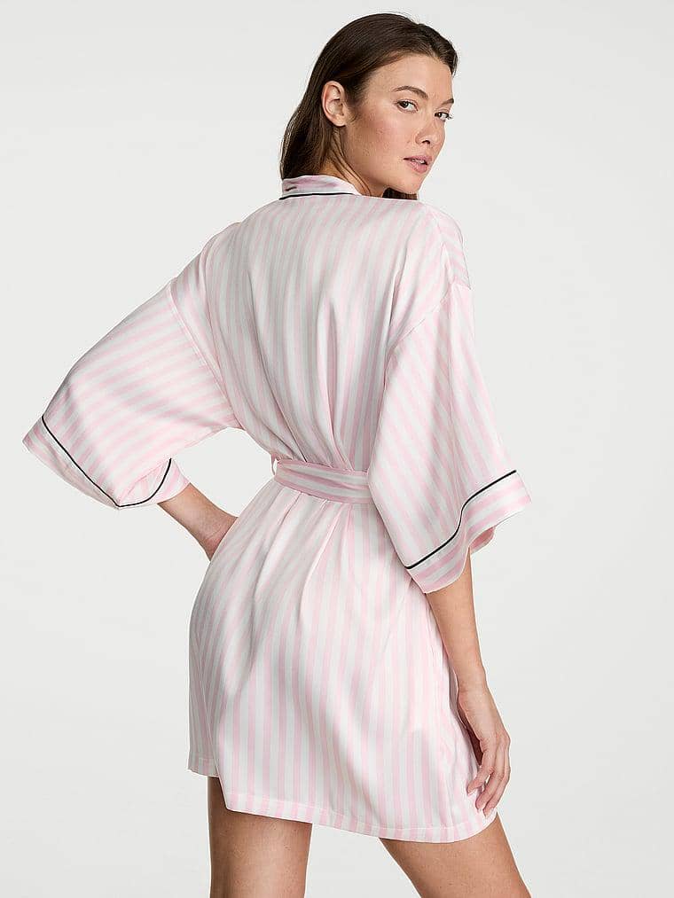 detail Signature Satin Short Piped Robe Victoria's Secret