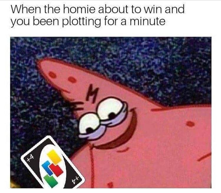 meme SpongeBob tentang kartu UNO