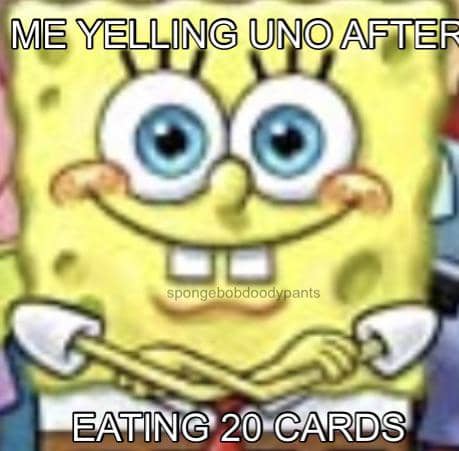 meme SpongeBob tentang kartu UNO