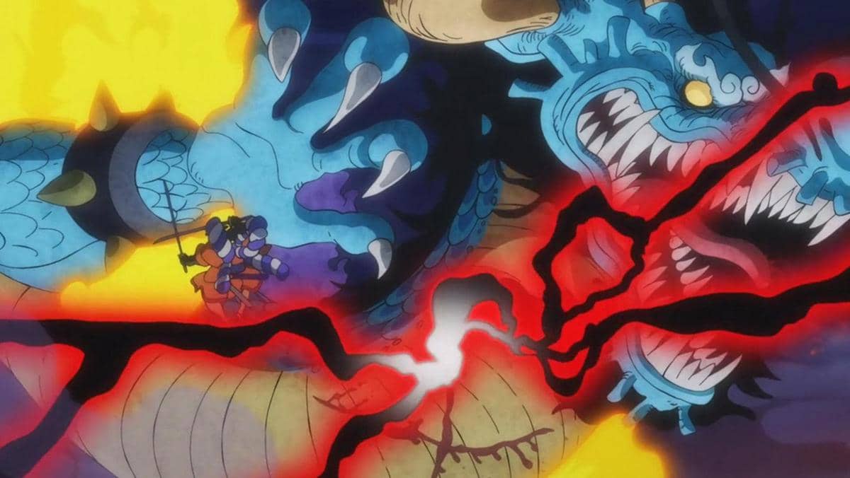 Kozuki Oden Melukai Kaido dengan Togen Totsuka (dok. Toei Animation/One Piece)