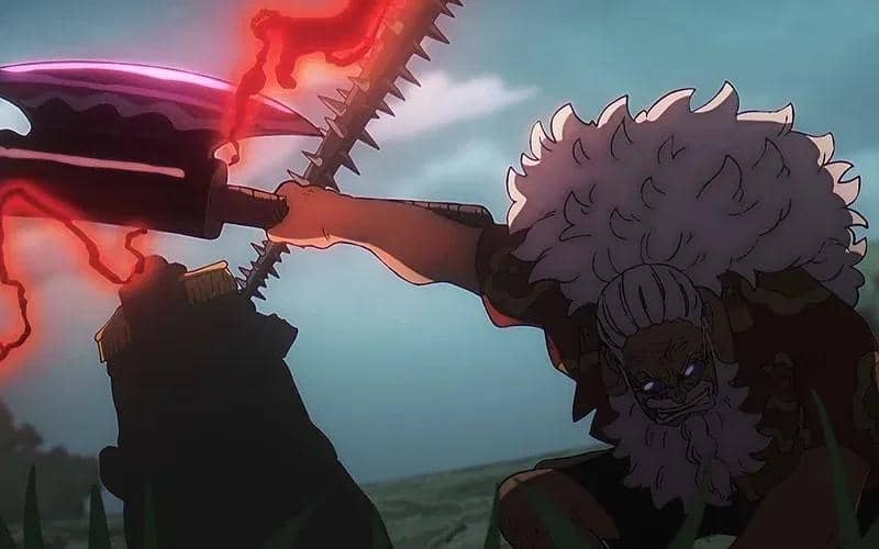 Scopper Gaban menghajar Saint Sommers dengan Haoshoku Haki di Elbaph Arc (dok. Toei Animation/One Piece)