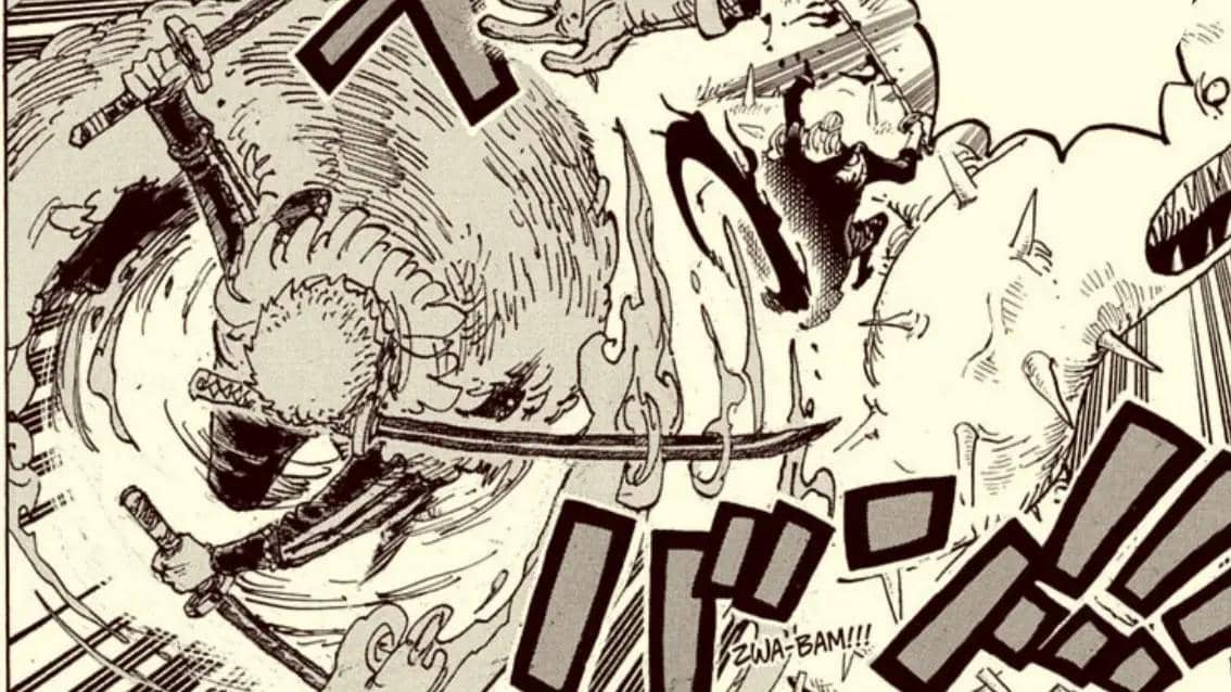 Roronoa Zoro menebas Shepherd Sommers. (dok. Shueisha/One Piece)