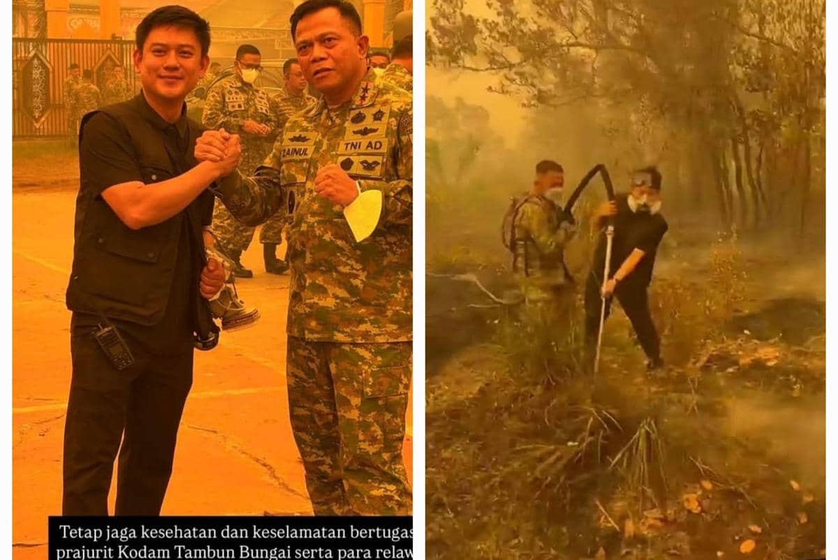 Bobon Santoso menjadi relawan penanganan kebakaran hutan dan lahan di Kalimantan, sebagaimana dibagikan di Instagram.