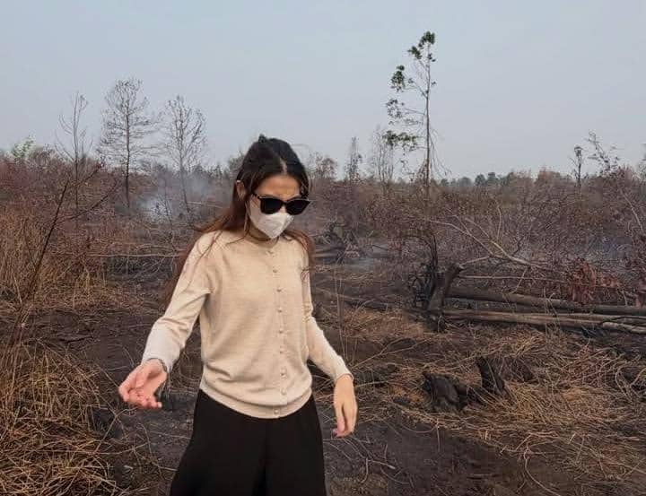 Raisya Bawazier menjadi relawan penanganan kebakaran hutan dan lahan di Kalimantan, seperti dibagikan di Instagram.