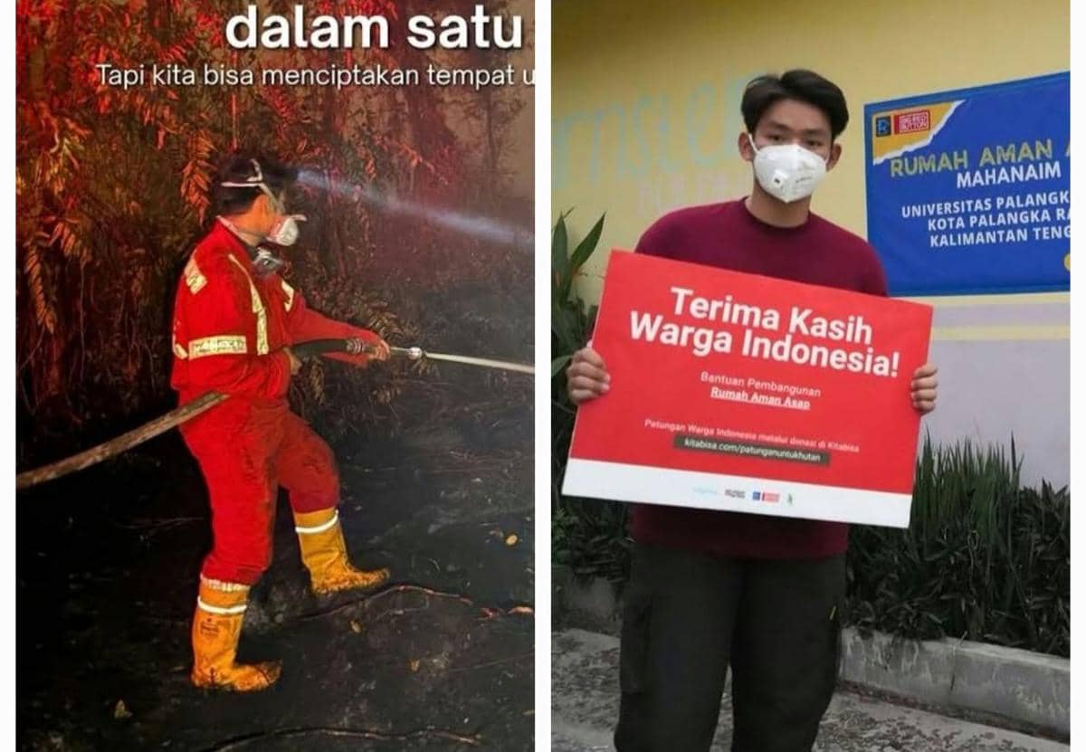 Jerhemy Owen berpartisipasi sebagai relawan dalam kegiatan penanganan kebakaran hutan dan lahan di Kalimantan.