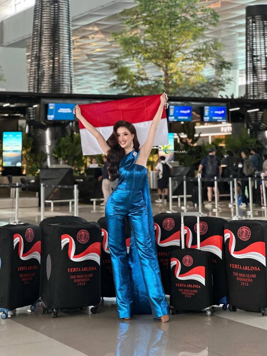 Potret Verta Arlinsa Berangkat ke Ajang The Miss Globe 2026