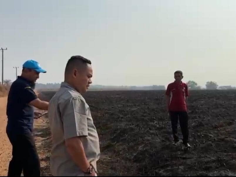 Tim DLH Provinsi Lampung melakukan pengawasan dan pemasangan plang di area perkebunan tebu MKSO Bunga Mayang, Lampung Utara