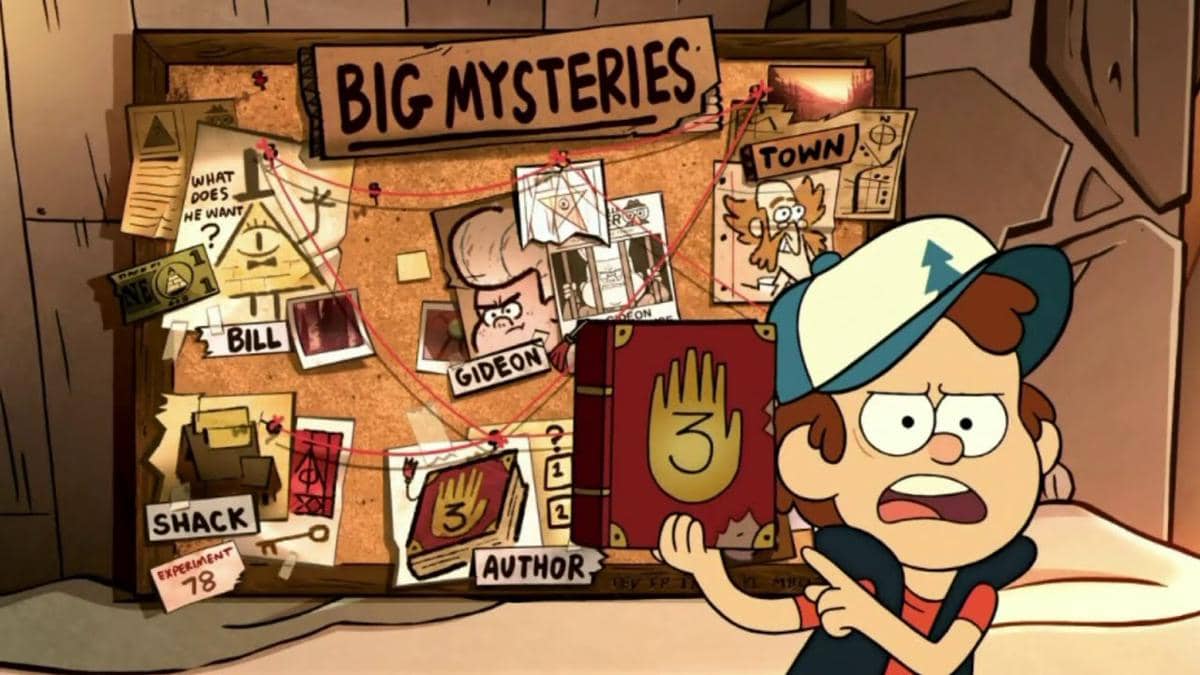 Cuplikan animasi Gravity Falls produksi Disney Channel Animation yang memperlihatkan adegan bersama para karakter serial.