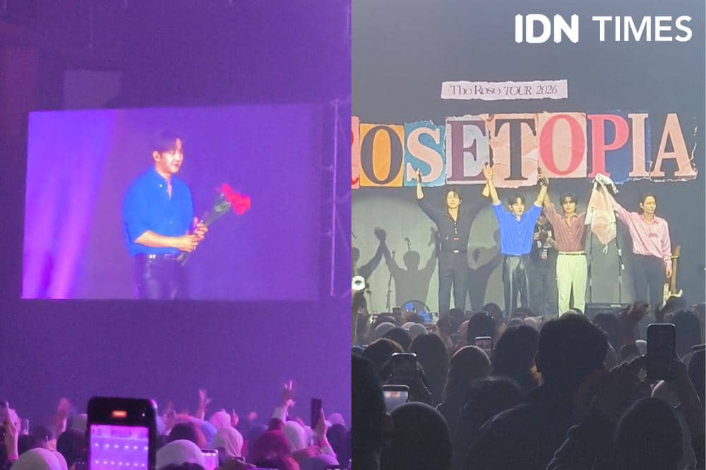 Momen Menarik di konser The Rose, ROSETOPIA Asia Tour 2026 in Jakarta, Jumat (23/10/2026) (IDN Times/Juan Dwi)