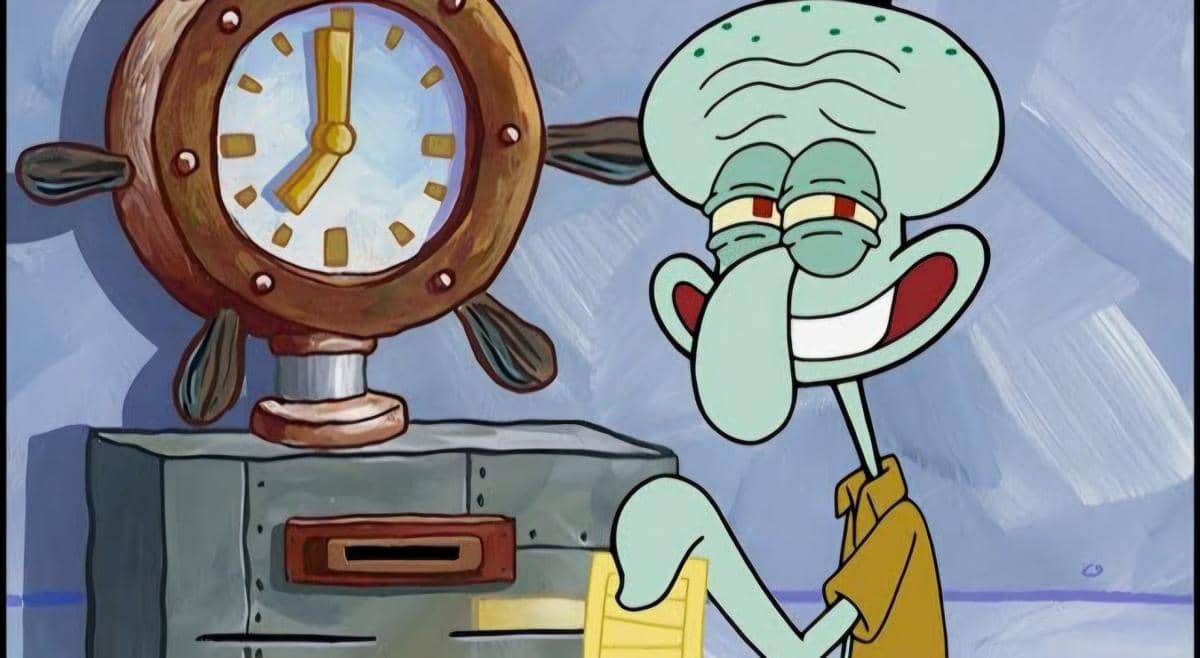 Squidward absen kerja