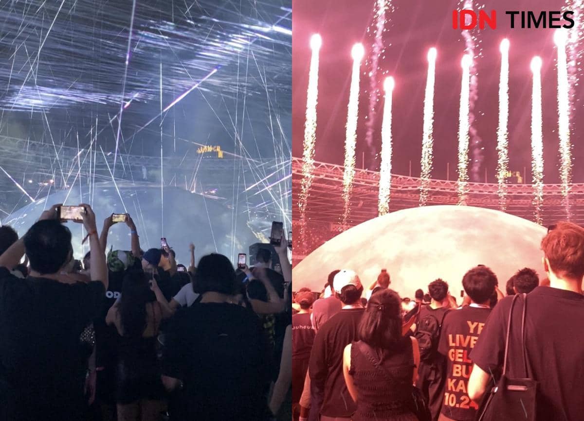 Suasana konser Ye di Stadion Utama Gelora Bung Karno, Jakarta, pada Sabtu, 24 Oktober 2026, dalam dokumentasi IDN Times.