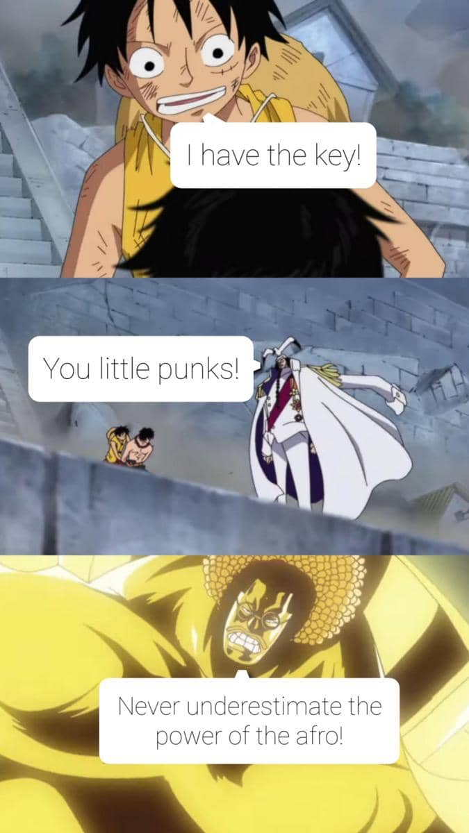 meme One Piece tentang rambut kribo