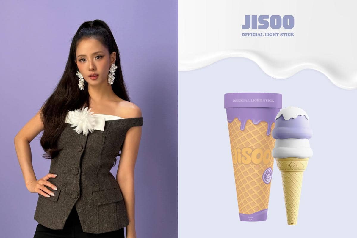 Potret Jisoo BLACKPINK dan light stick resminya 