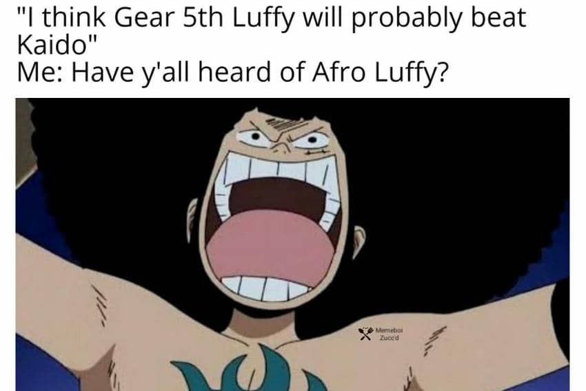 8 Meme One Piece tentang Rambut Kribo, Mode Terkuat Luffy!