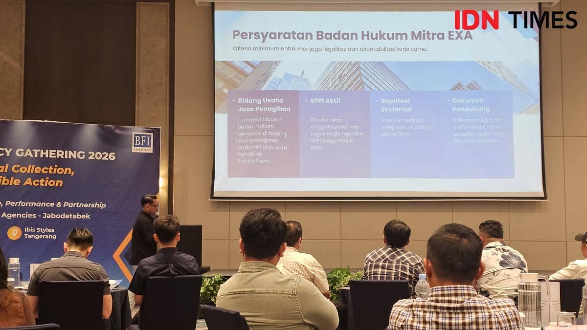 Sejumlah peserta menghadiri gathering BFI Finance bersama perusahaan profesional collector di Tangerang.