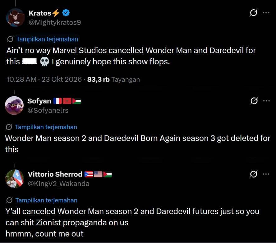 Tangkapan layar komentar netizen di platform X yang mengkritik serial Zodiac, disertai beragam tanggapan pengguna.
