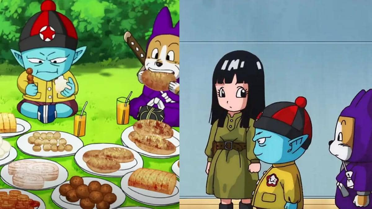 Geng Pilaf versi anak-anak, terdiri dari Pilaf, Mai, dan Shu, tampil dalam adegan Dragon Ball Super terkait Beerus.