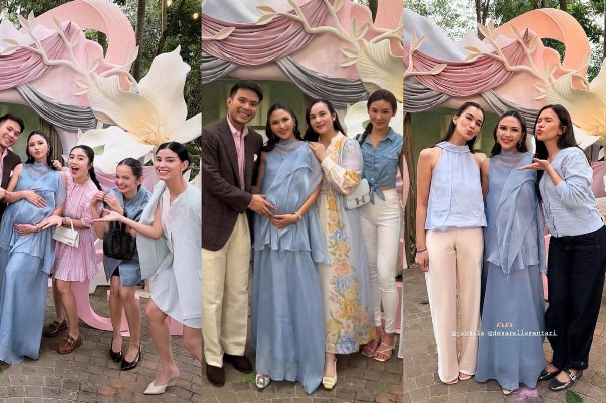 Style Artis saat Gender Reveal Anak Kedua Jessica Mila, Blue or Pink!