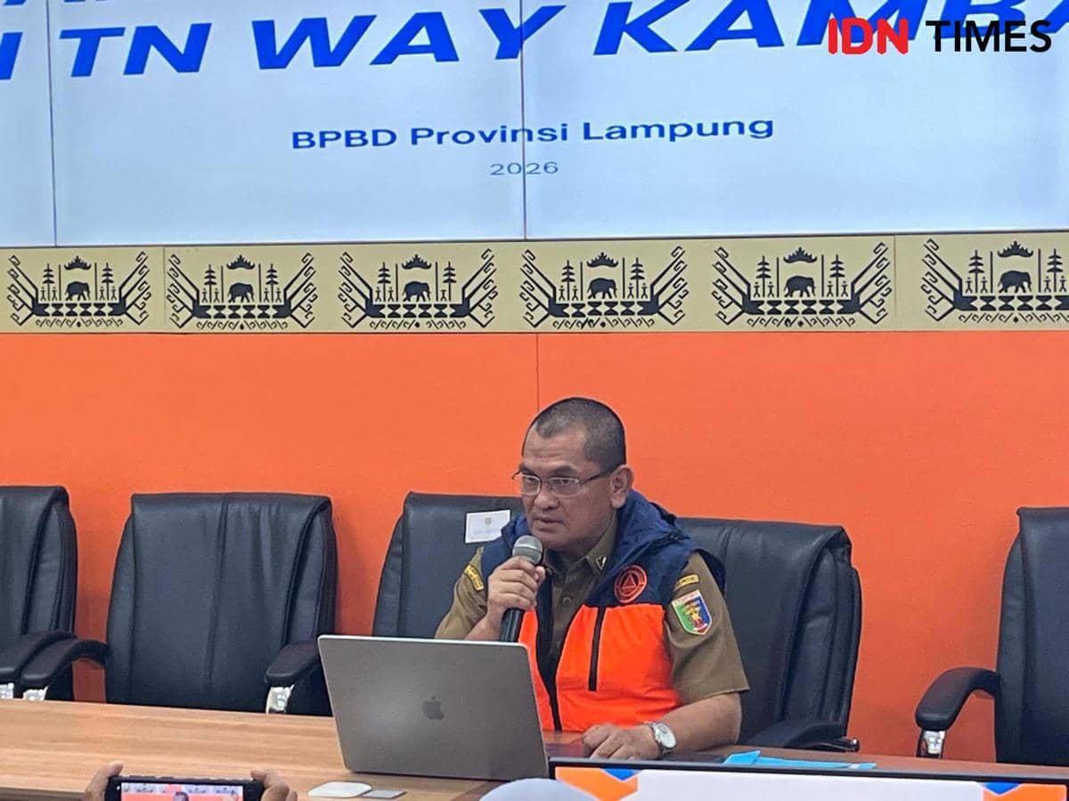 Konferensi pers penanganan karhutla di Taman Nasional Way Kambas (TNWK) oleh BPBD Provinsi Lampung