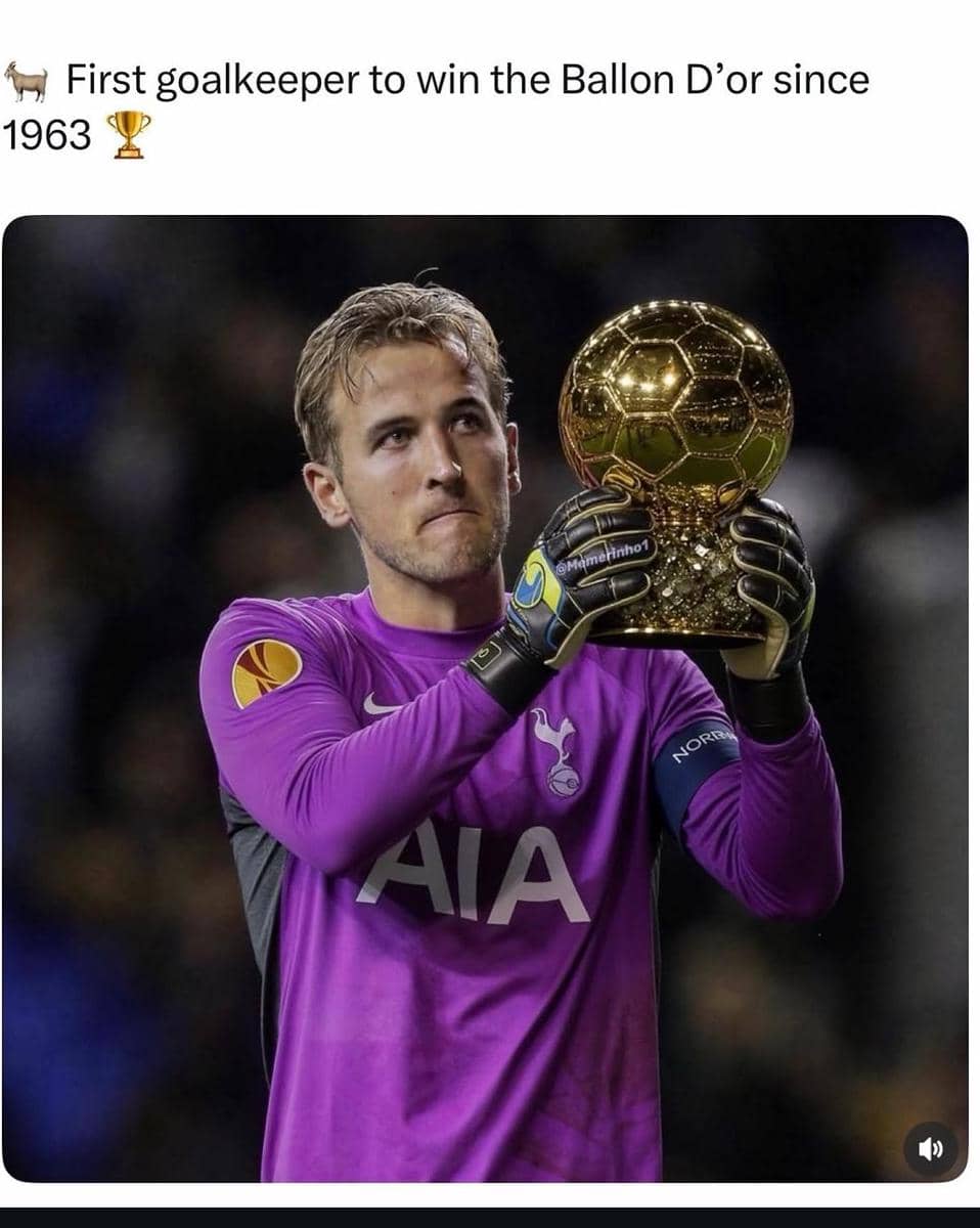 meme Harry Kane menang Ballon d'Or