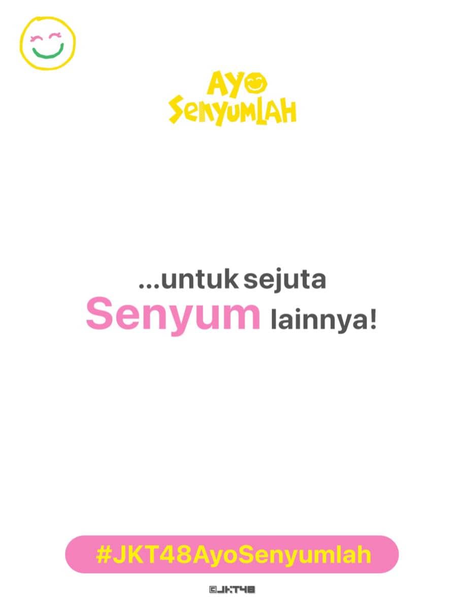 Visual promosi single “Ayo Senyumlah” dari JKT48, menampilkan judul lagu serta identitas grup idola tersebut.
