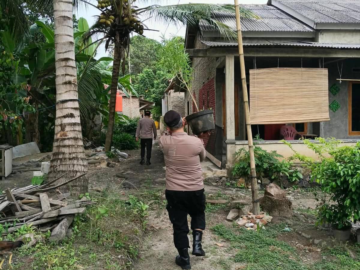 Polisi mengamankan barang bukti tanaman ganja setinggi satu meter di ladang warga Desa Tarahan, Kecamatan Katibung, Lampung Selatan