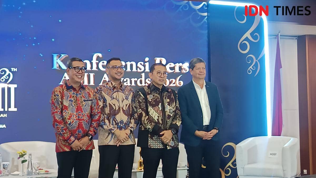 Suasana konferensi pers AMI Awards yang berlangsung di Hotel Claro, Makassar, pada Selasa, 27 Oktober 2026.