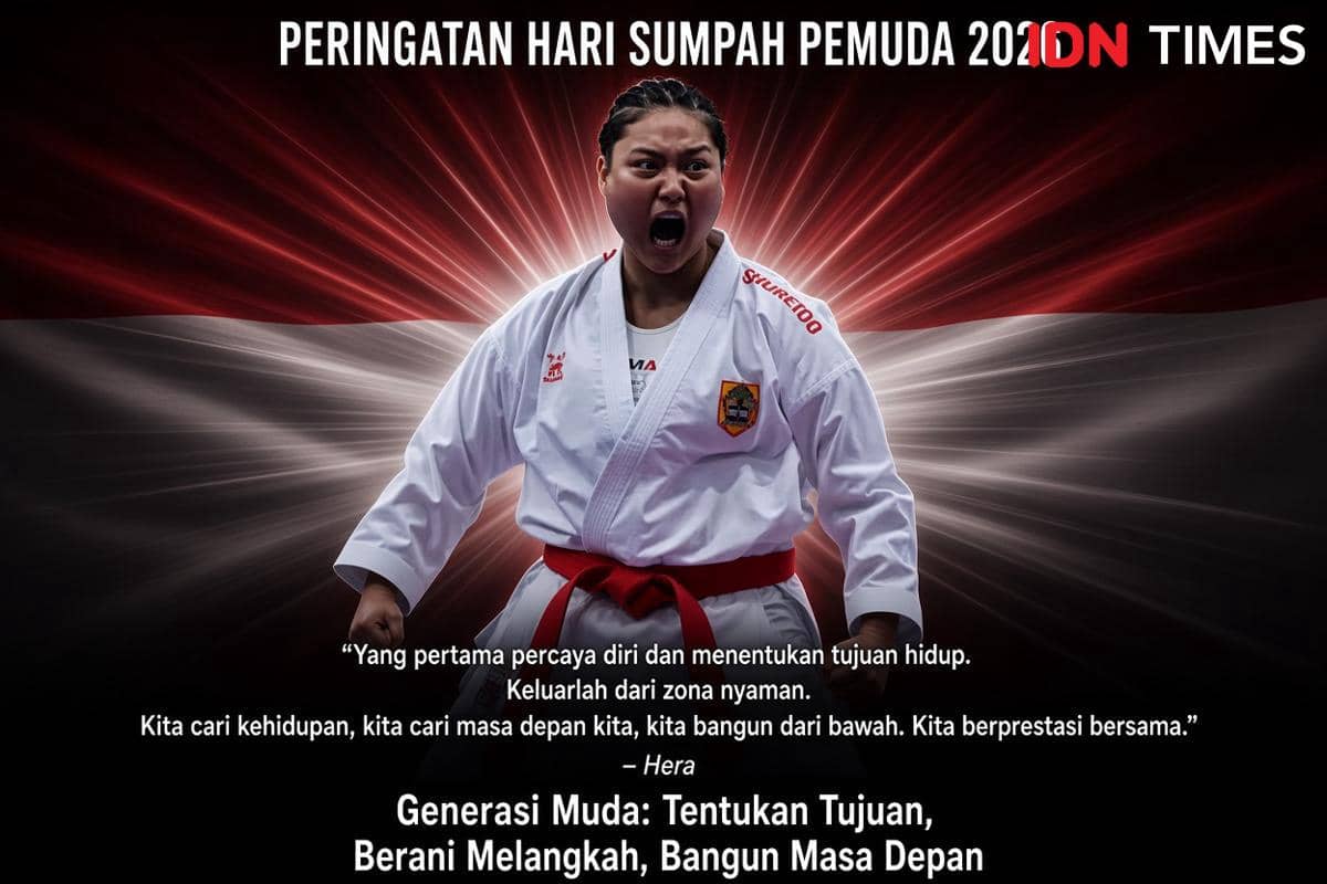 Ilustrasi peringatan Hari Sumpah Pemuda 2026 yang mengajak generasi muda memiliki tujuan hidup dan berani melangkah.