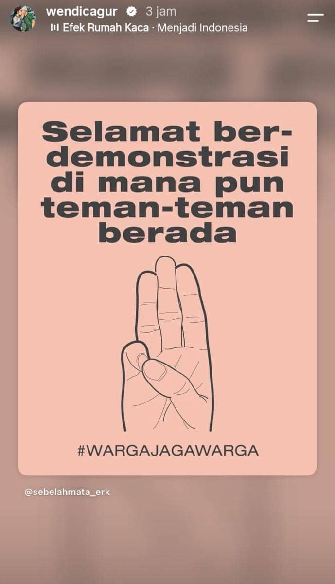 Wendi Cagur dukung aksi demo 28 Oktober 2026 di media sosial