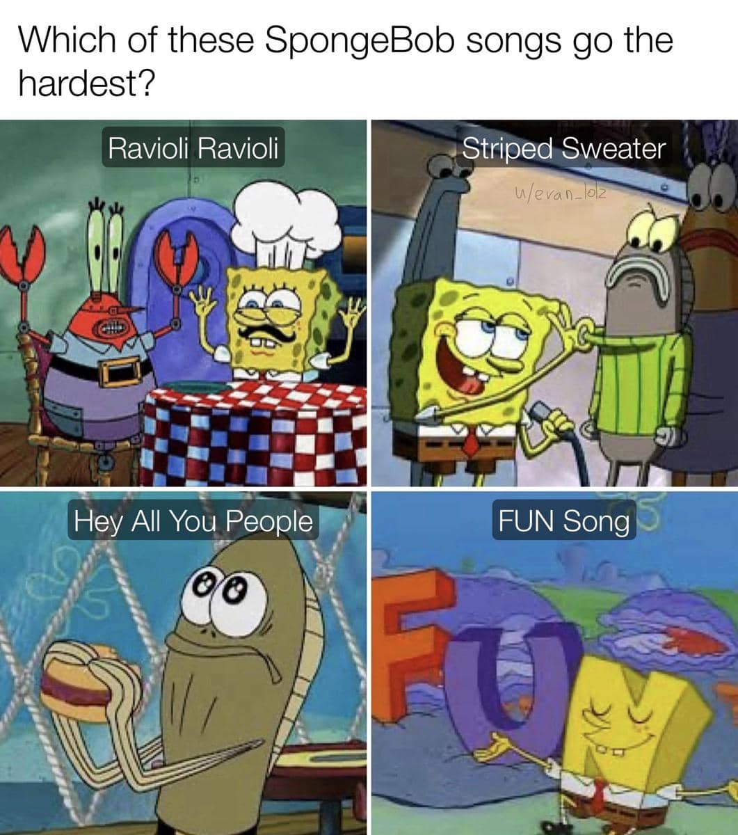 meme SpongeBob tentang pilihan yang sulit