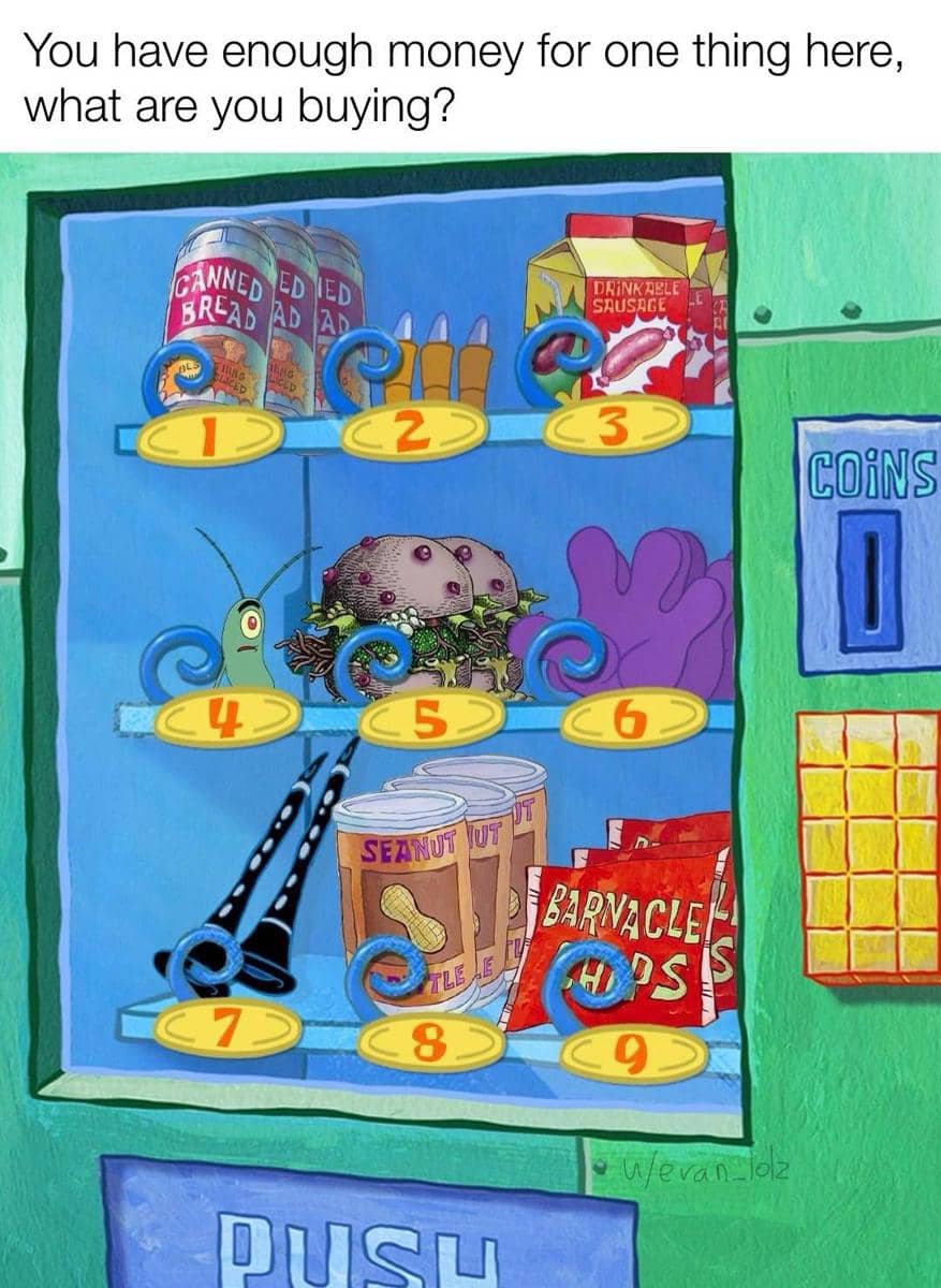 meme SpongeBob tentang pilihan yang sulit
