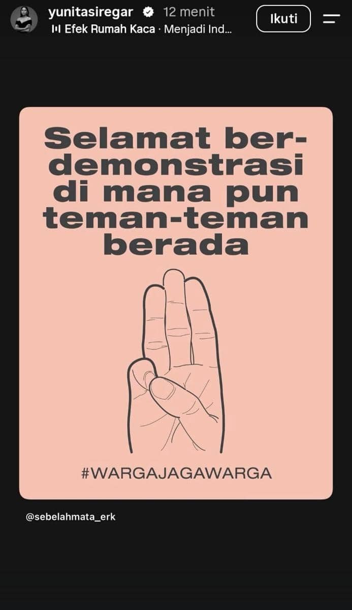 Yunita Siregar dukung aksi demo 28 Oktober 2026 di media sosial