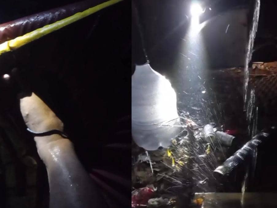 Tim gabungan pemadaman karhutla TNWK diguyur hujan, Selasa (27/10/2026) malam