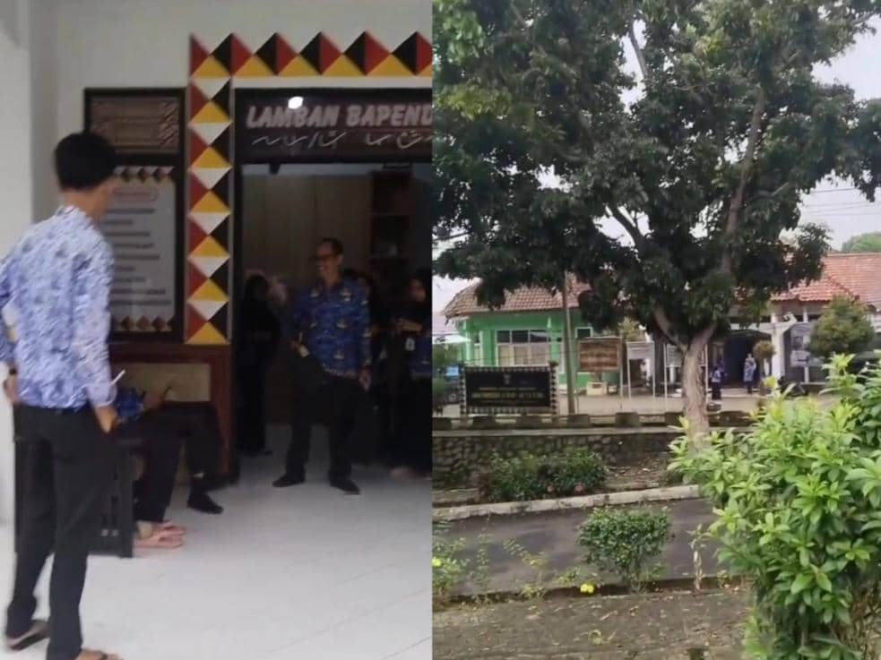 Rekaman video pegawai di lingkungan Pemkab Tanggamus berhamburan keluar gedung saat aktivitas gempa bumi, Rabu (28/10/2026)