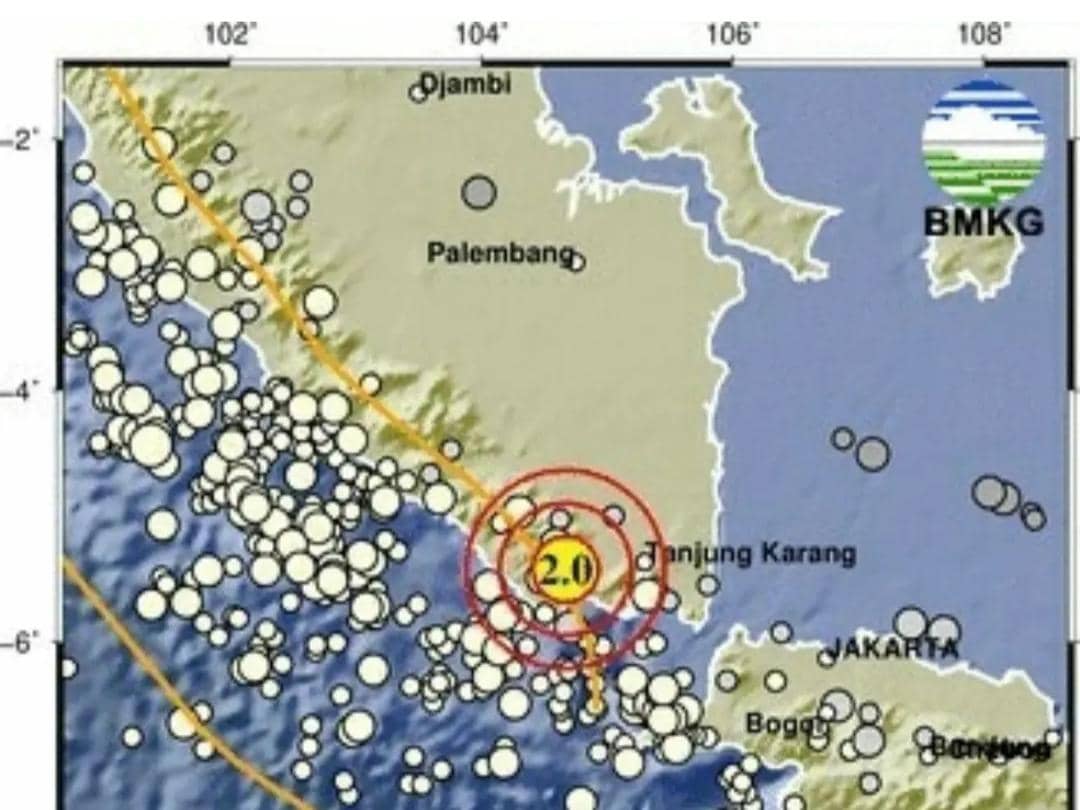 Peta aktivitas gempa bumi guncang wilayah Kabupaten Tanggamus, Lampung, Rabu (28/10/2026)