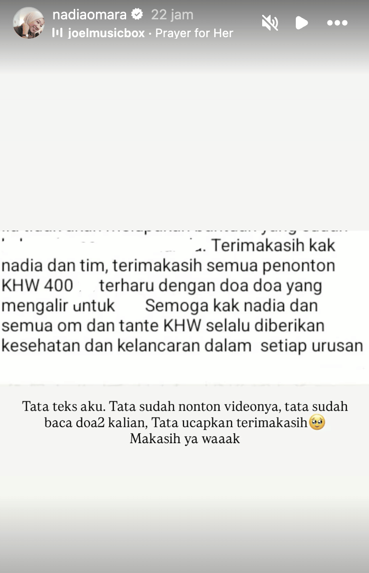 unggahan Story Instagram Nadia Omara