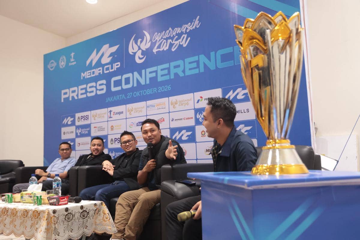 Sesi jumpa pers Cendrawasih Karsa Media Cup 2026 berlangsung di GBK Arena bersama para awak media.